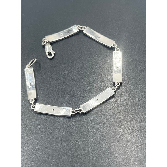 HD/N Signed Vintage 925 Sterling Silver Panel Link Diamond
Accent Bracelet - Picture 6 of 9